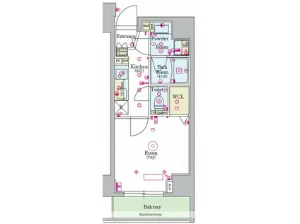 スカイコートグランデ大塚(1K/2階)の間取り写真