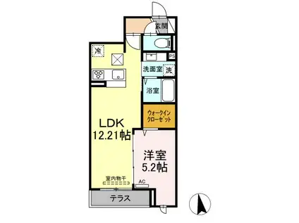 セレスティア松江(1LDK/1階)の間取り写真