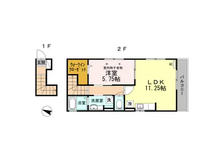 バンビーニ(1LDK/1階)の間取り写真