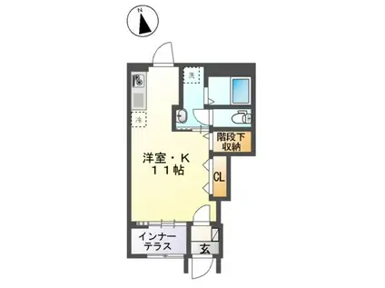 ボッテガノワール(ワンルーム/1階)の間取り写真