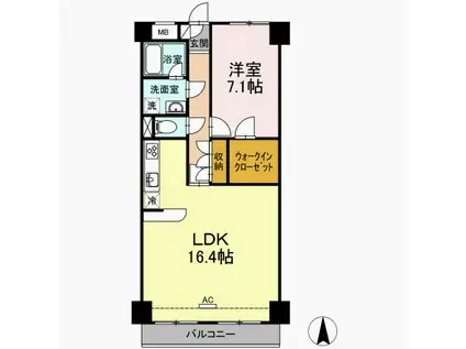ハイフラットワン(1LDK/5階)の間取り写真