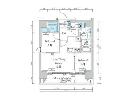 デュオフラッツ浅草蔵前(2LDK/2階)の間取り写真