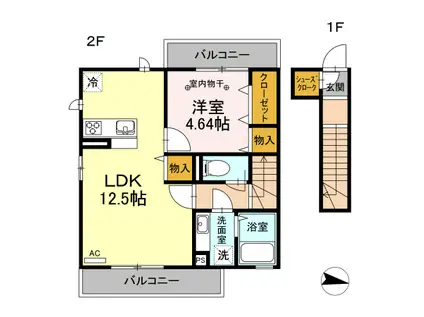 メゾン青井(1LDK/2階)の間取り写真