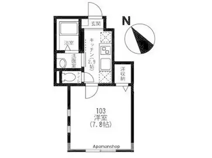 メゾン エクリュ(1K/1階)の間取り写真