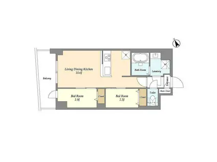 アルファコート曳舟2(2LDK/7階)の間取り写真