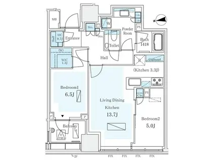 パークコート ザ・三番町ハウス(2LDK/9階)の間取り写真