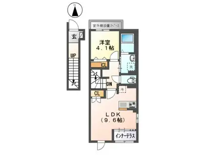 ラフィーネポルテ(1LDK/2階)の間取り写真