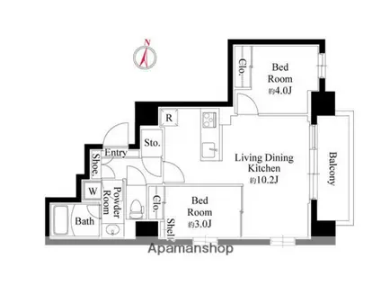 グランパセオ押上(2LDK/2階)の間取り写真