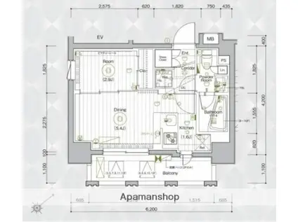メイクスデザイン入谷アジールコート(1DK/10階)の間取り写真