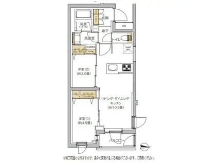 リビオメゾン湯島(2LDK/1階)の間取り写真