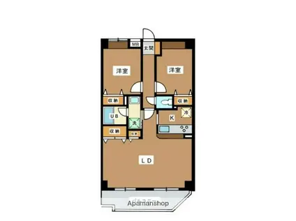 ボヌール高松(2LDK/1階)の間取り写真