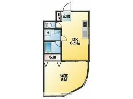 カーサーシンセラー(1DK/6階)の間取り写真