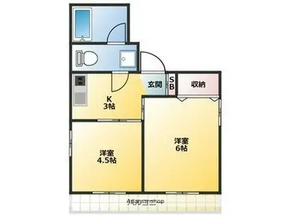 メゾンベール(2K/3階)の間取り写真