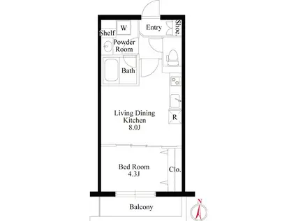 NEOグレイス綾瀬(1LDK/2階)の間取り写真