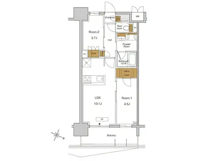 RJRプレシア東十条ガーデン(2LDK/4階)の間取り写真