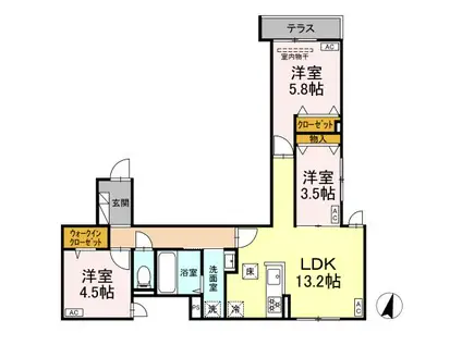 グラナーデ興野(3LDK/1階)の間取り写真