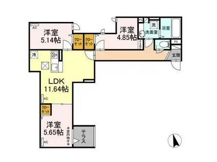 アヴァンス豊島 A(3LDK/1階)の間取り写真