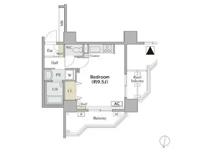 コラム神泉(ワンルーム/3階)の間取り写真