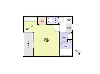 ウエストガーデン南花畑(ワンルーム/1階)の間取り写真