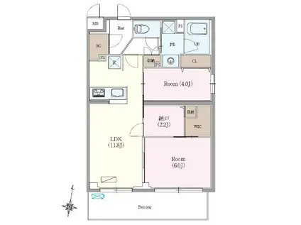 ロイジェント練馬高野台(2LDK/2階)の間取り写真