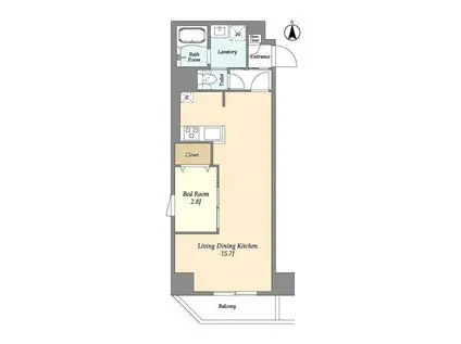 アルファコート谷在家(1LDK/8階)の間取り写真