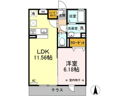ソレイユ(1LDK/1階)の間取り写真