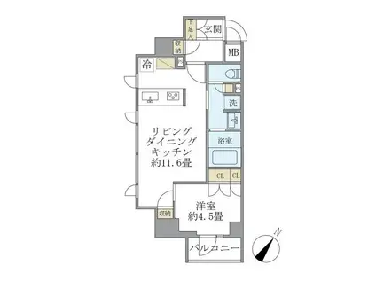ジオエント駒込(1LDK/2階)の間取り写真