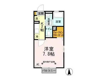 PARK CLAIR II(1K/1階)の間取り写真