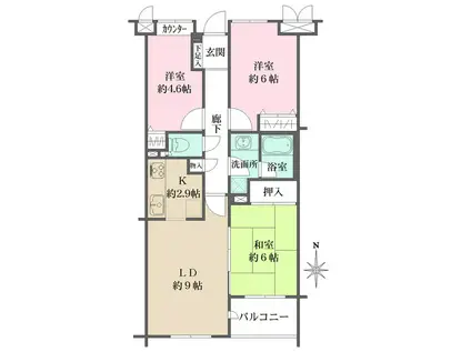 井草パークハウス(3LDK/4階)の間取り写真