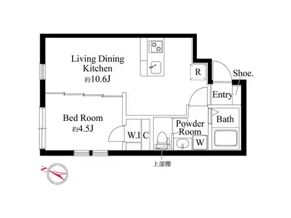 フォルスクラス駒込西ケ原(1LDK/4階)の間取り写真