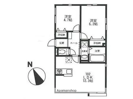 ヒルハイツ関町南(2LDK/1階)の間取り写真