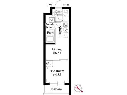 プラチナスクエア赤羽(1DK/1階)の間取り写真