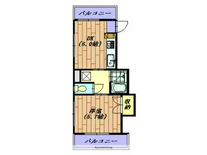 ハイツ弥生(1DK/2階)の間取り写真