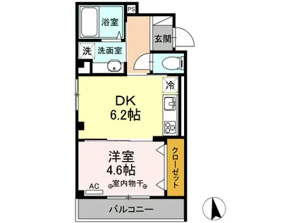 クロワール池袋本町(1DK/3階)の間取り写真