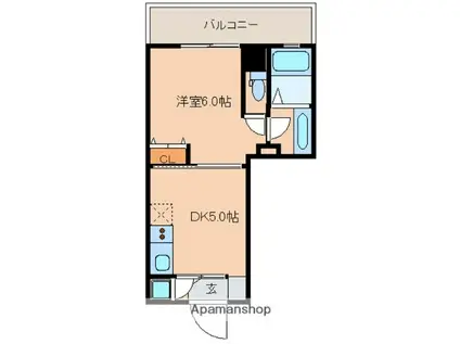 レジディア日本橋人形町(1DK/2階)の間取り写真