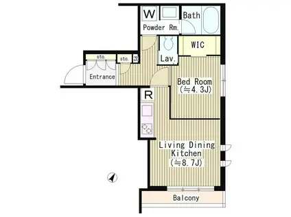 プラチナテラス白金台(1LDK/3階)の間取り写真