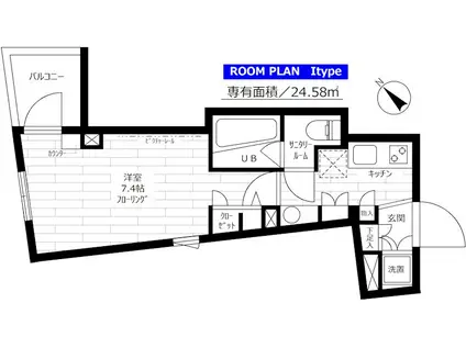 グランドコンシェルジュ用賀アジールコート(1K/2階)の間取り写真