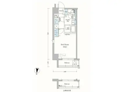 アーバネックス森下Ⅱ(1K/3階)の間取り写真
