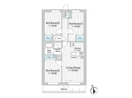 コートブリーズ船橋中山(3LDK/4階)の間取り写真
