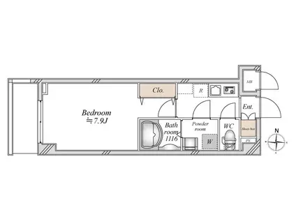 オープンブルーム東向島(1K/4階)の間取り写真
