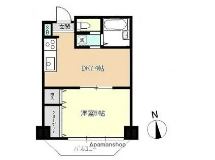 越田ビル(1DK/3階)の間取り写真