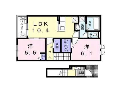 アン フルール(2LDK/2階)の間取り写真