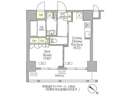 ORSUS 三ノ輪(1LDK/5階)の間取り写真