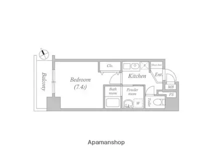 クオリタス水天宮前(1K/3階)の間取り写真