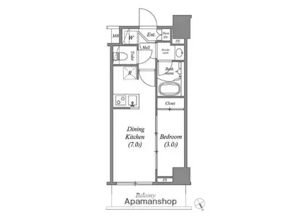 ARKMARK水天宮前Ⅱ(1DK/3階)の間取り写真