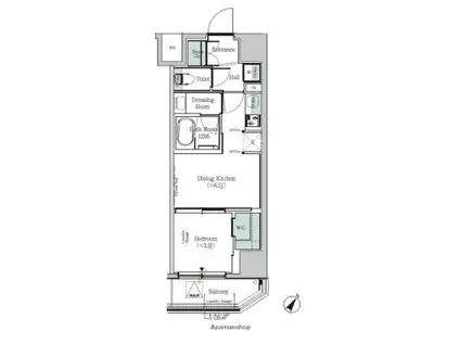 ONE ROOF RESIDENCE KIBA イースト(1DK/8階)の間取り写真