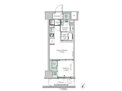 ONE ROOF RESIDENCE KIBA イースト(1DK/9階)の間取り写真