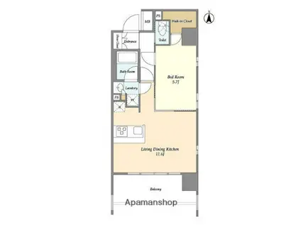 プライマルタワー錦糸町(1LDK/2階)の間取り写真