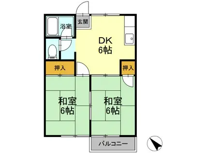 ガーデン関口(2DK/2階)の間取り写真