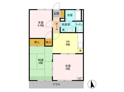 グレース田喜野井Ⅲ(2LDK/2階)の間取り写真